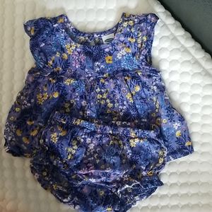 Old Navy Floral Flutter Sleeve 2 PC Set 0-3M